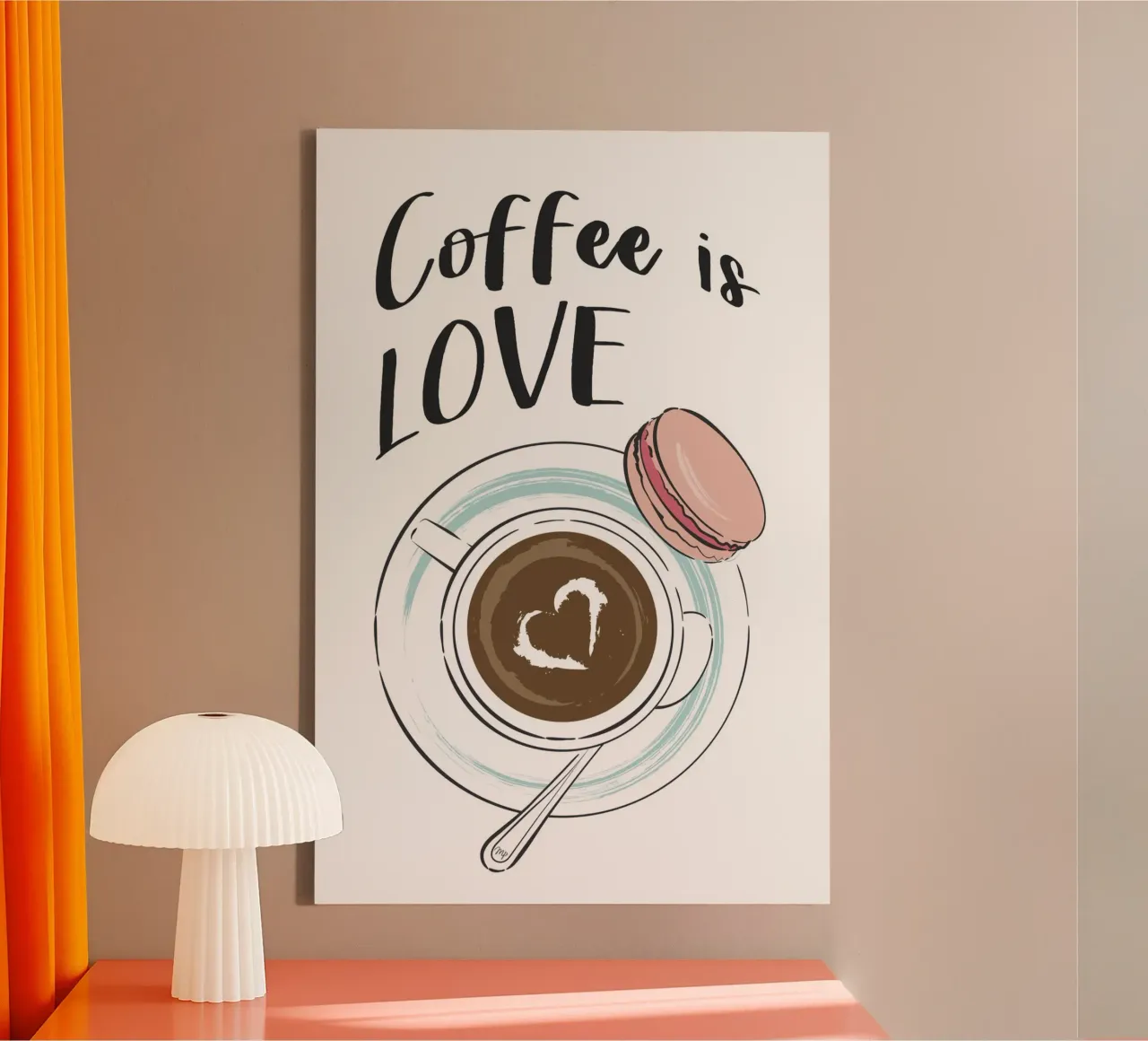 Il caffè è amore tela con Cornice a cassetta da Martina