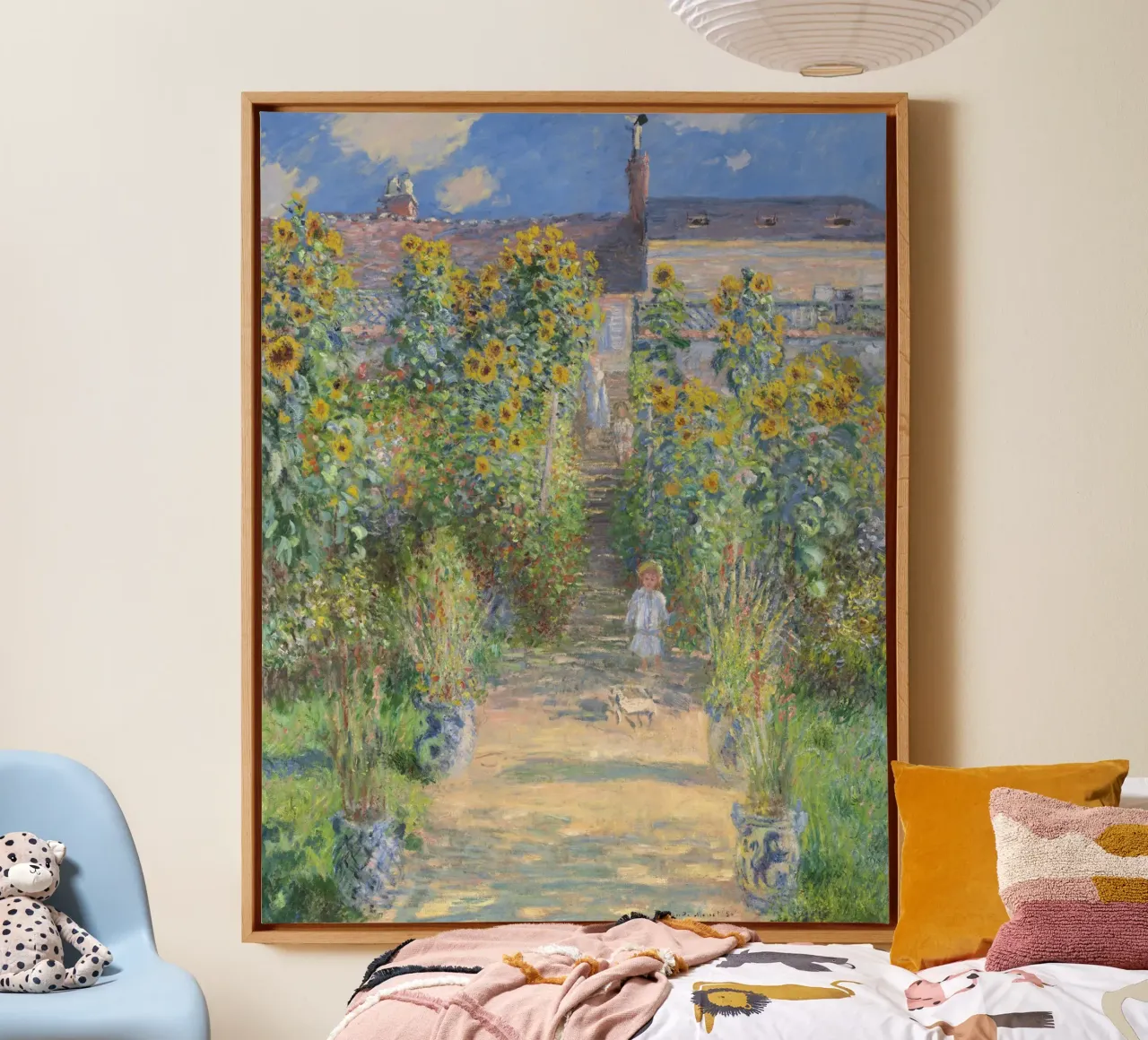 Claude Monet - Il giardino dell'artista a Vétheuil tela con Cornice a cassetta da Timeless Artworks