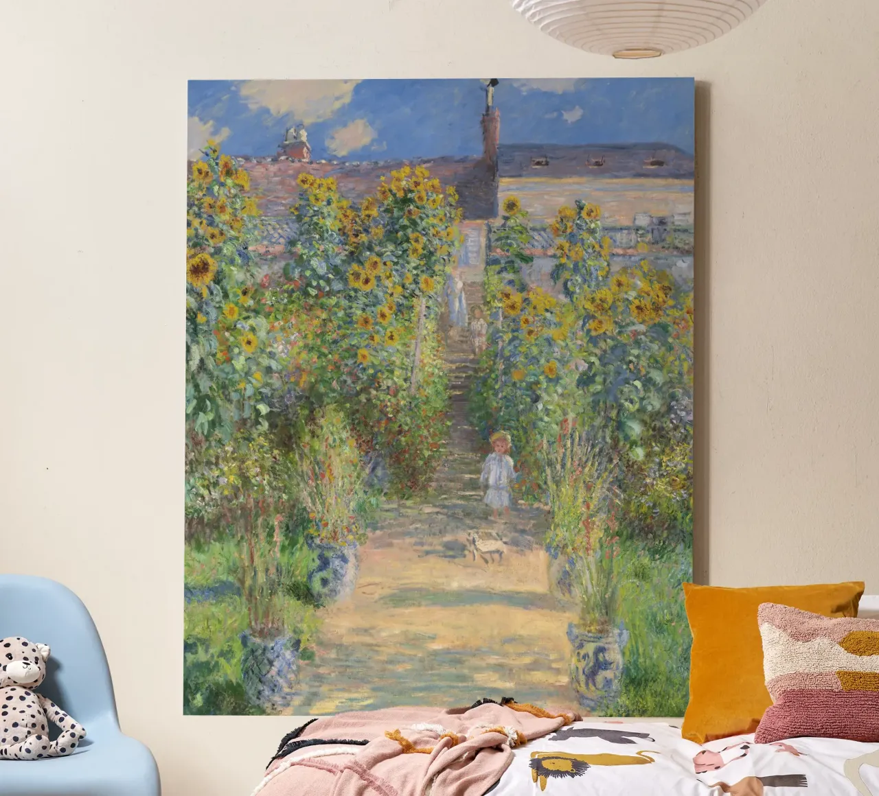 Claude Monet - Il giardino dell'artista a Vétheuil tela con Cornice a cassetta da Timeless Artworks