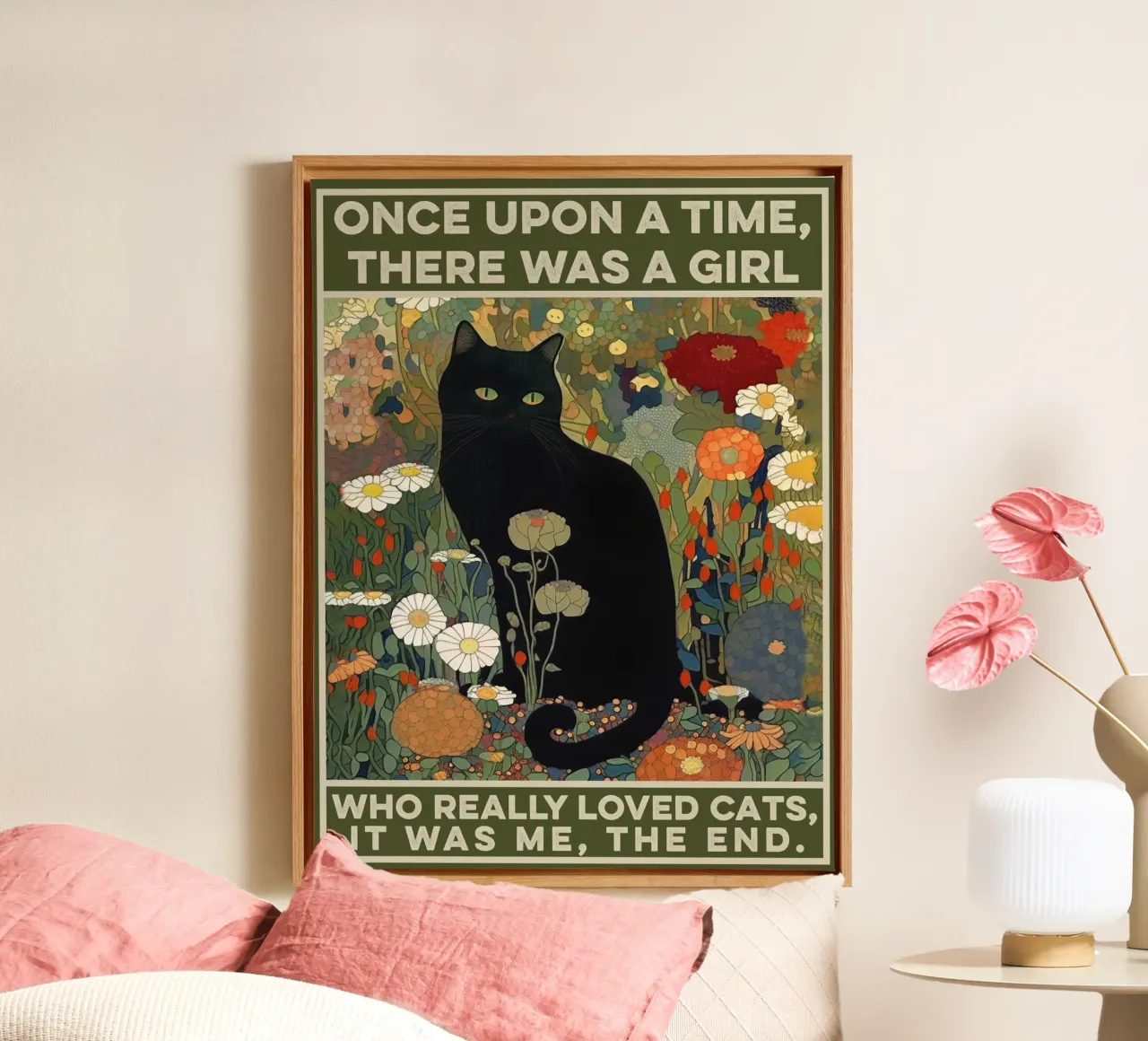 Black Cat - C'era una volta una ragazza - Citazione tela con Cornice a cassetta da Peaches Art Prints