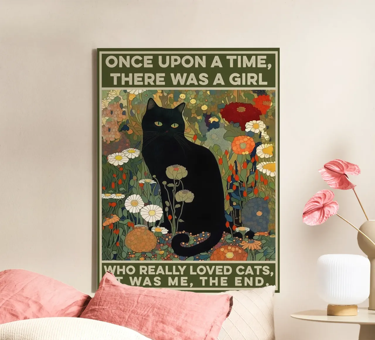 Black Cat - C'era una volta una ragazza - Citazione tela con Cornice a cassetta da Peaches Art Prints