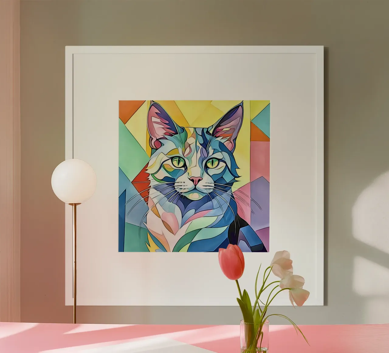 Gatto in pastello #1 poster con telaio in plastica da ZAMART