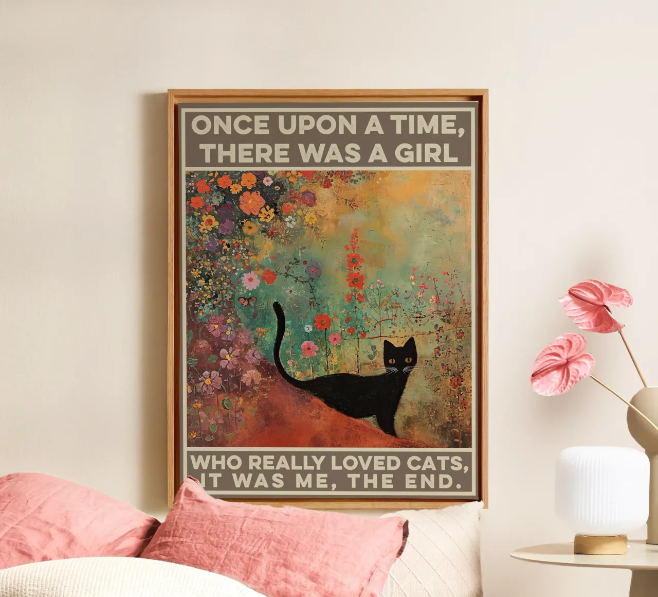 Citazione di Black Cat, C'era una volta una bambina tela con Cornice a cassetta da Peaches Art Prints