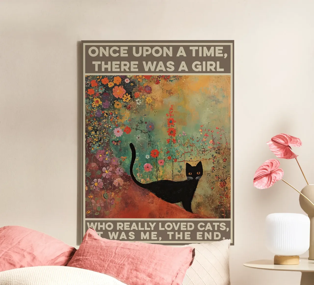 Citazione di Black Cat, C'era una volta una bambina tela con Cornice a cassetta da Peaches Art Prints