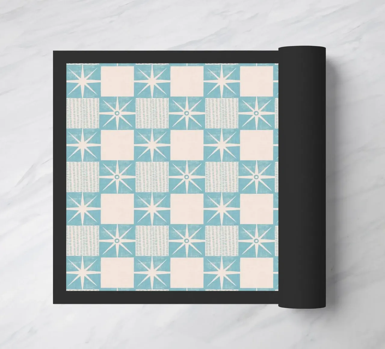 Blocco di trapunta retrò Starburst - Mid Century Minimal Blue zerbino da susanacosta