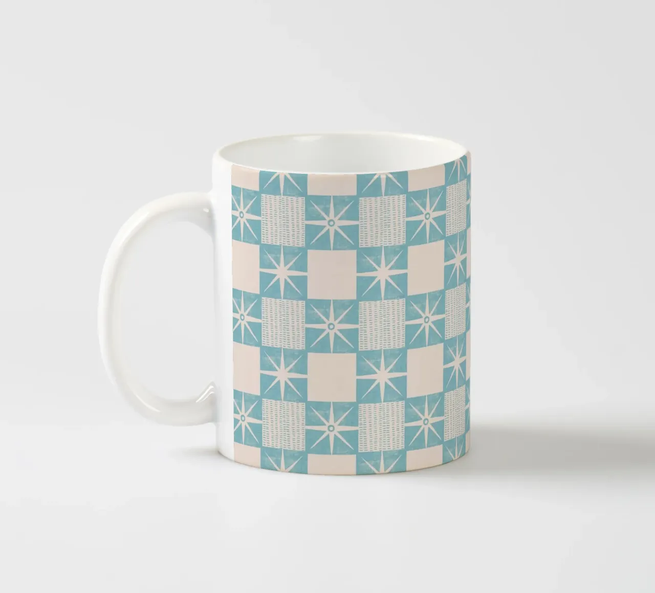 Blocco di trapunta retrò Starburst - Mid Century Minimal Blue tazza in ceramica da susanacosta