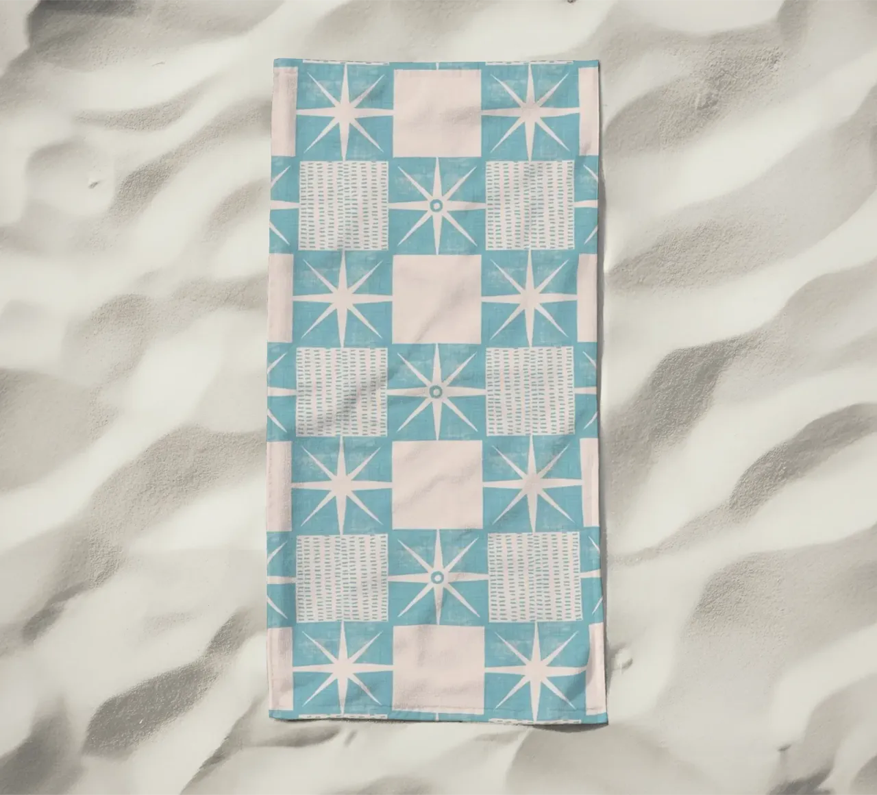 Blocco di trapunta retrò Starburst - Mid Century Minimal Blue telo mare da susanacosta