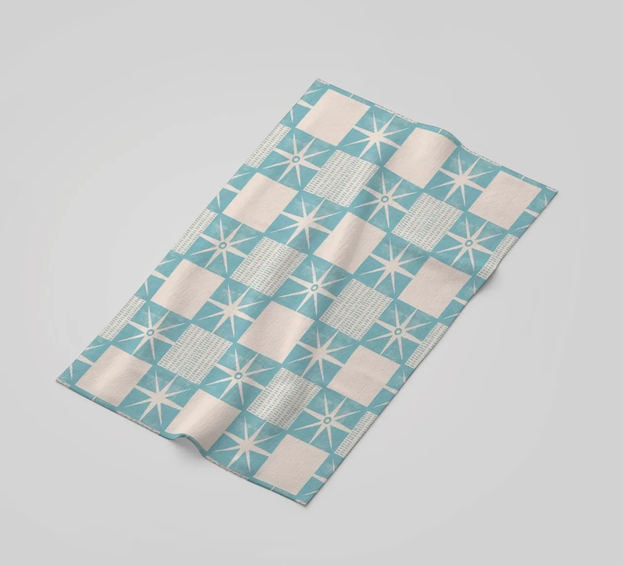 Blocco di trapunta retrò Starburst - Mid Century Minimal Blue telo mare da susanacosta
