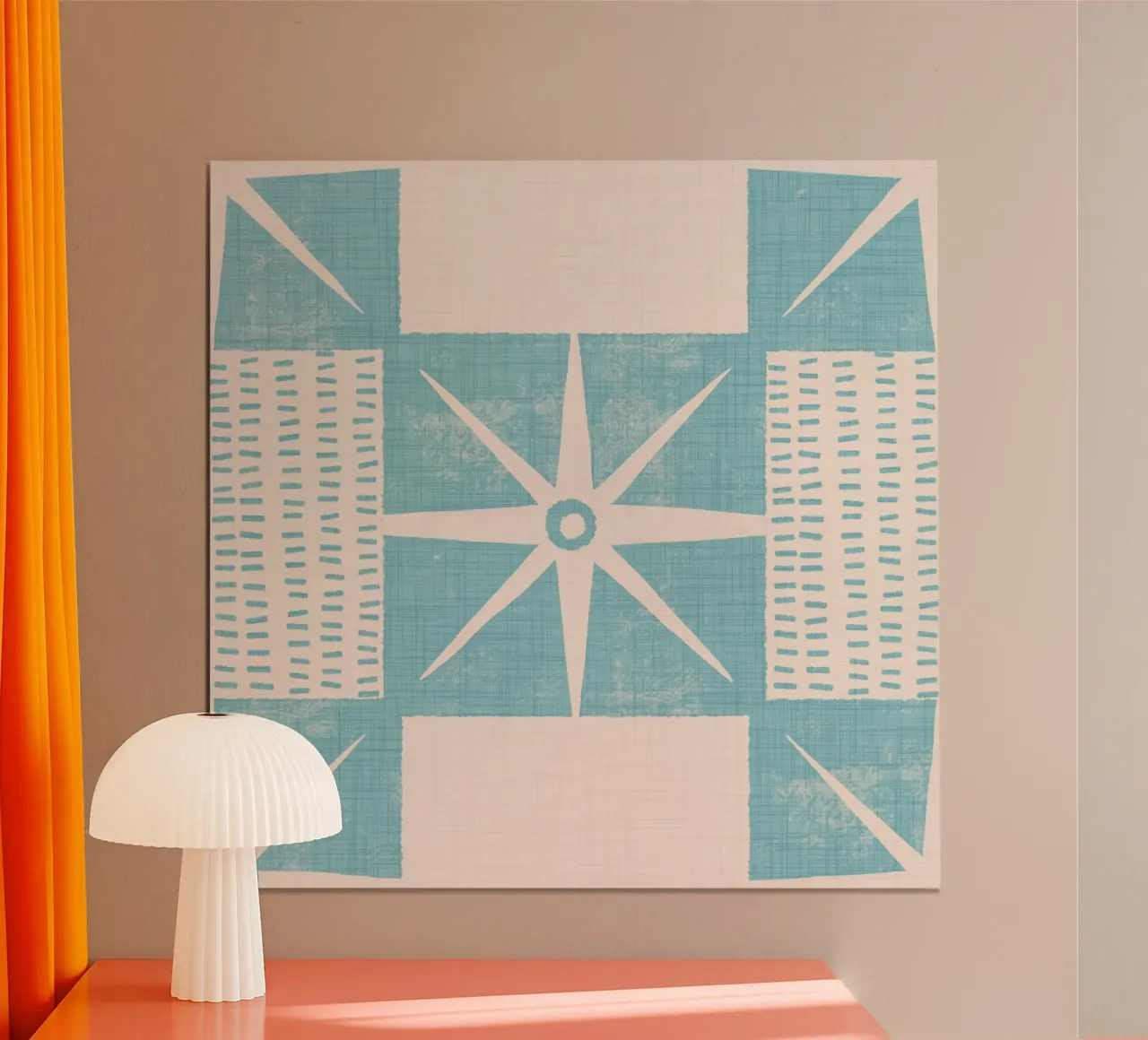 Blocco di trapunta retrò Starburst - Mid Century Minimal Blue carta hahnemühle da susanacosta