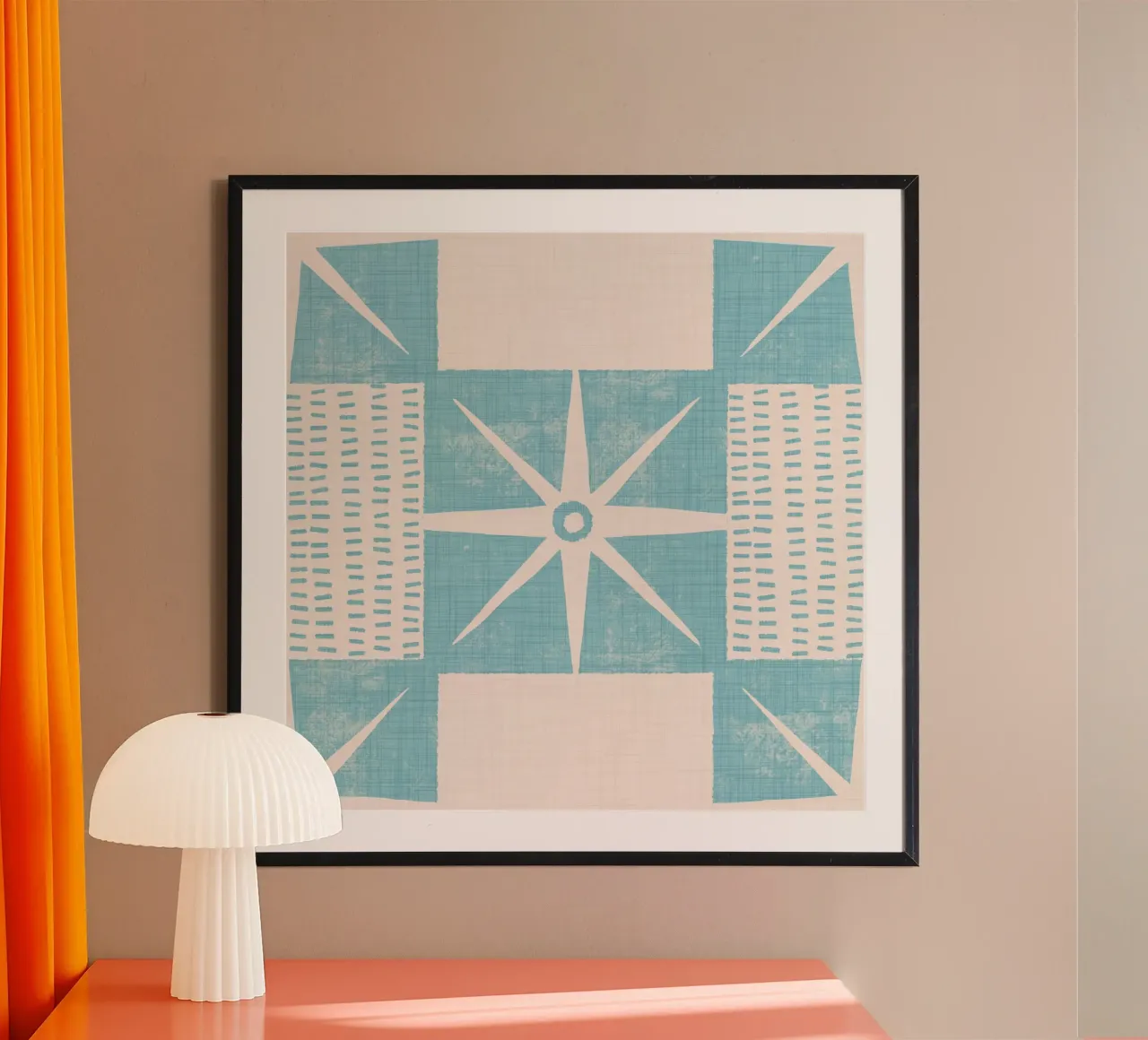 Blocco di trapunta retrò Starburst - Mid Century Minimal Blue carta hahnemühle da susanacosta