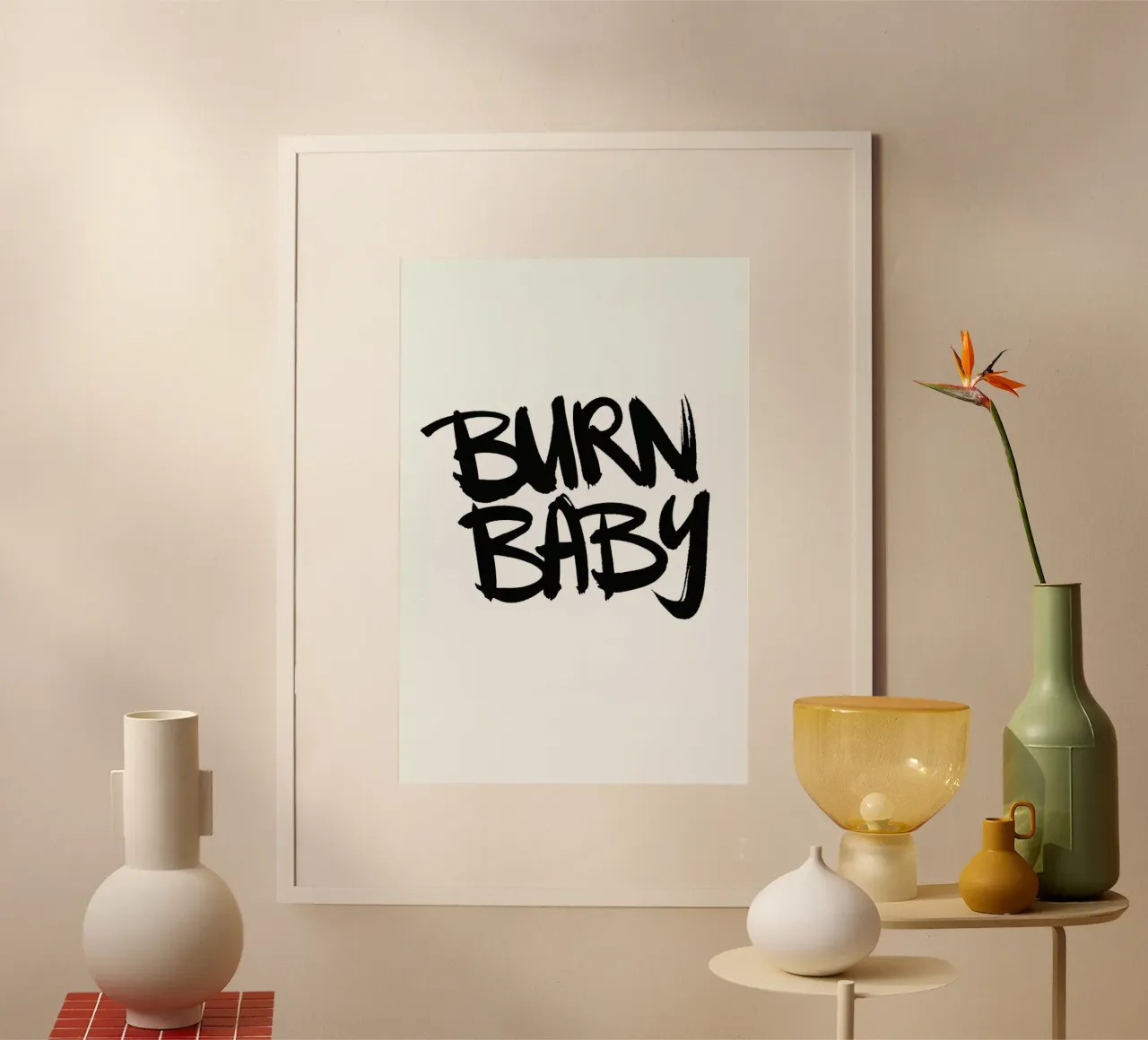 Burn Baby poster con telaio in legno da Dead Language