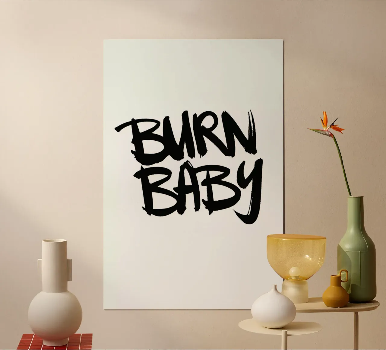 Burn Baby poster con telaio in legno da Dead Language