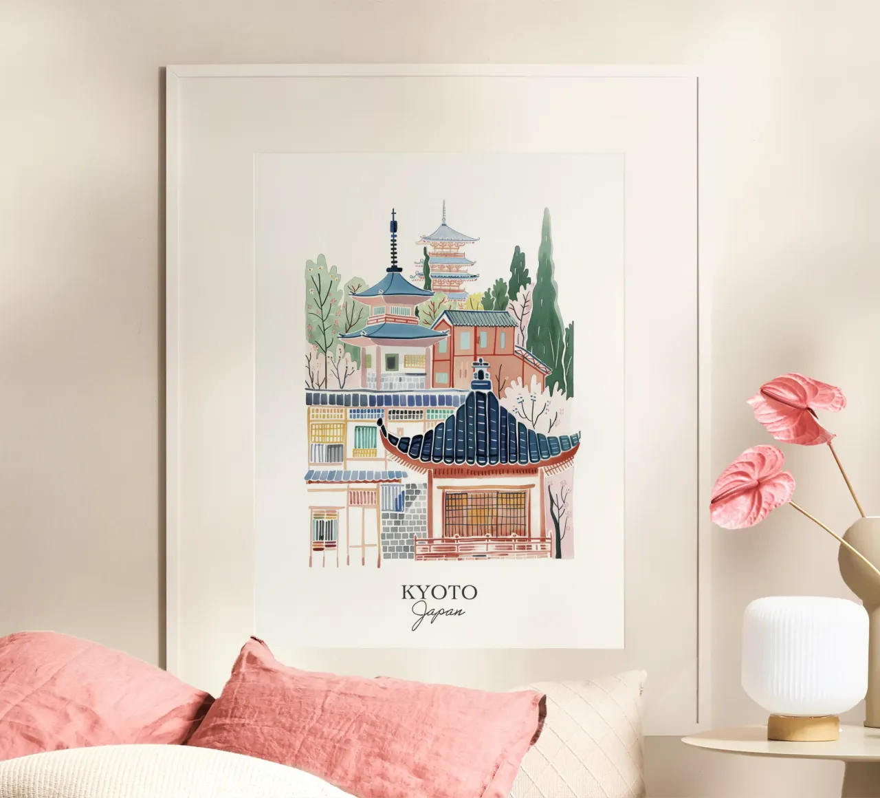 Kyoto Giappone Illustrazione artistica di viaggio poster da Peaches Art Prints