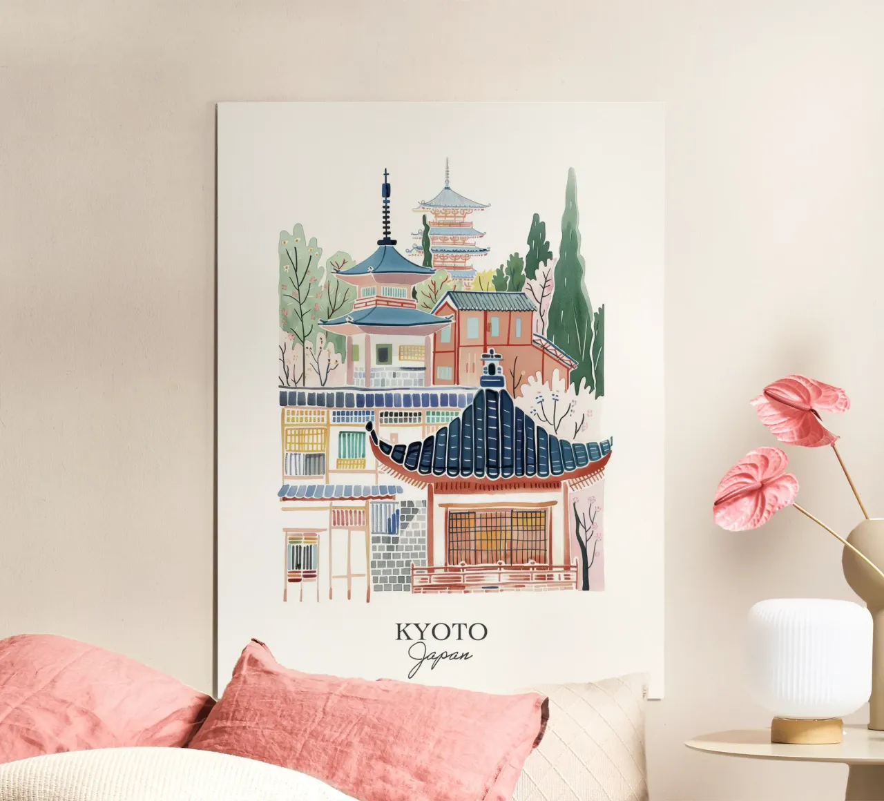 Kyoto Giappone Illustrazione artistica di viaggio poster da Peaches Art Prints