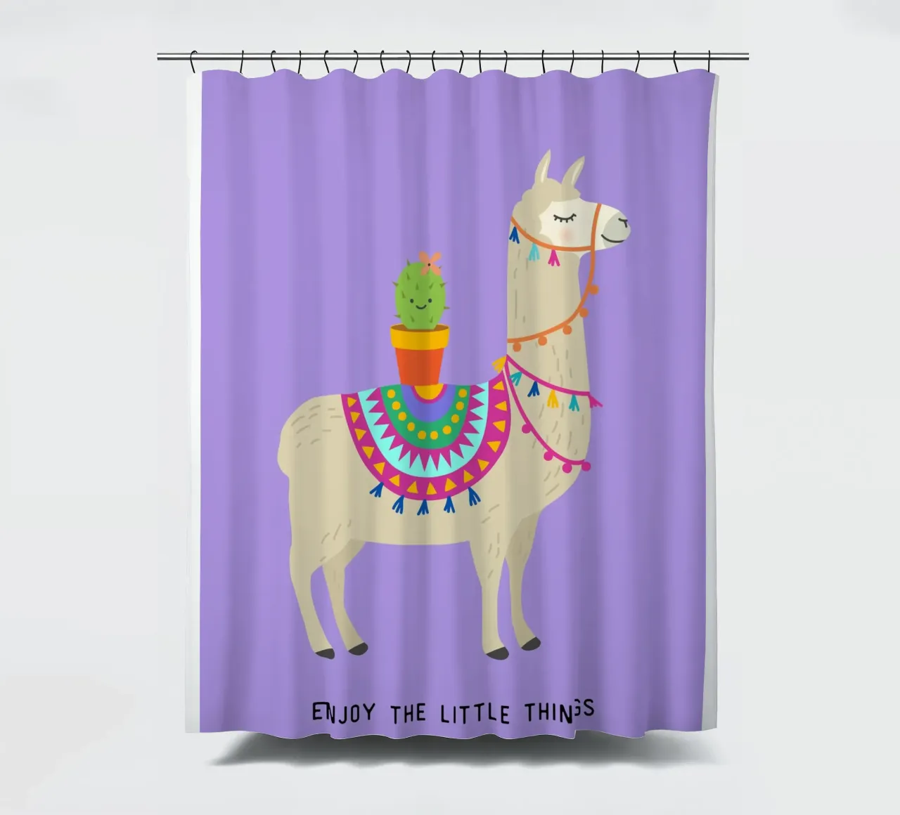 Enjoy-the-little-Kaktus shower curtain by AESTHETIC VIBES by Isabel