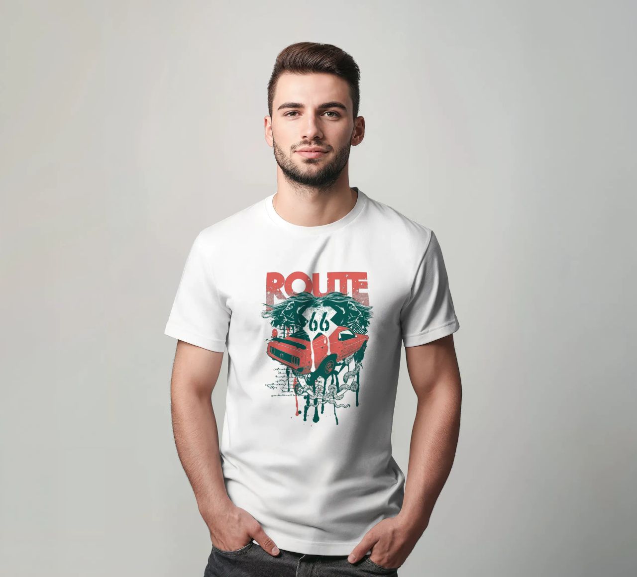 Illustration im Route-66-Stil jetzt im Trend T-Shirt von Urban Life