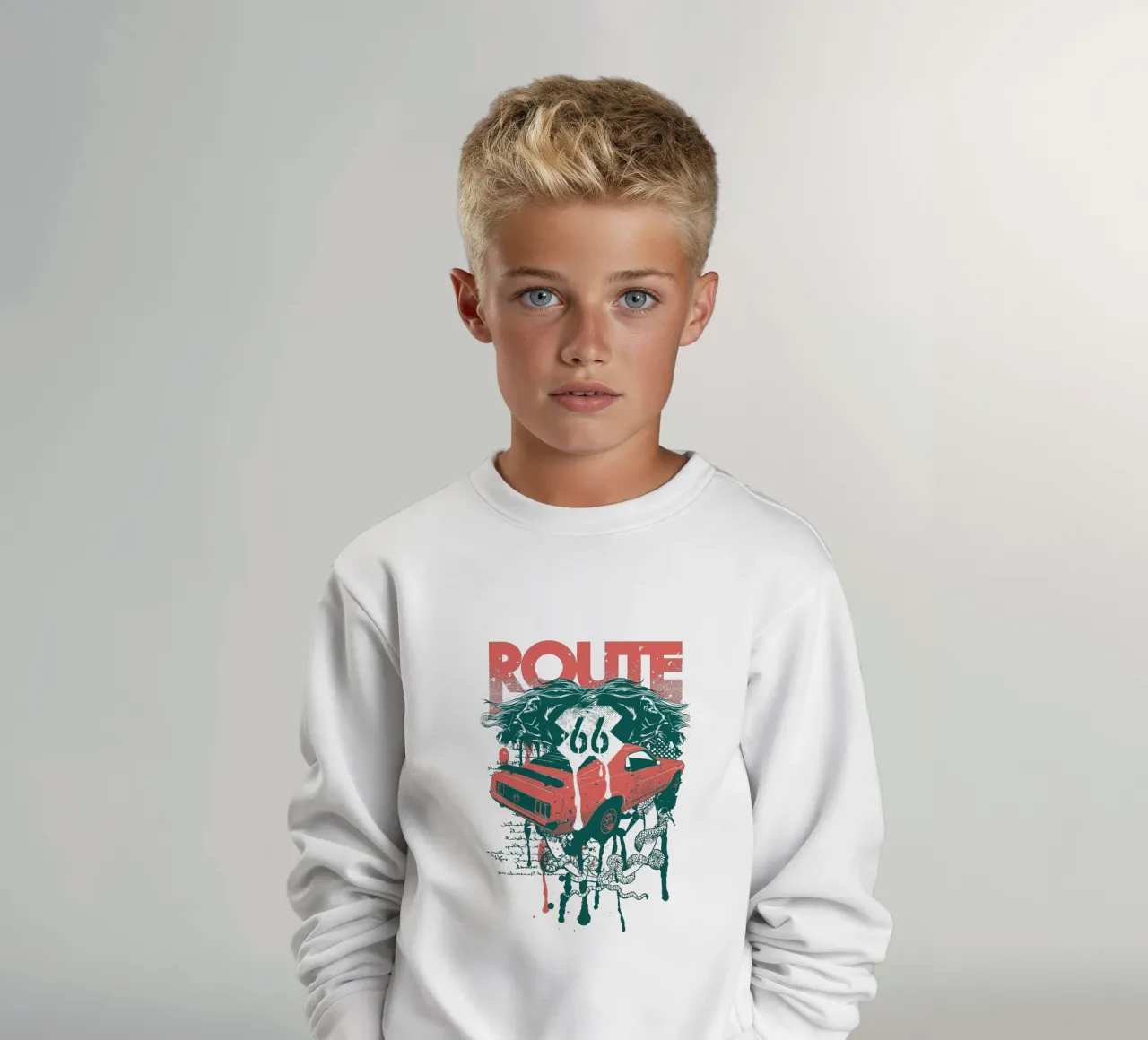 Illustrazione in stile Route 66 di tendenza ora felpa bambino da Urban Life
