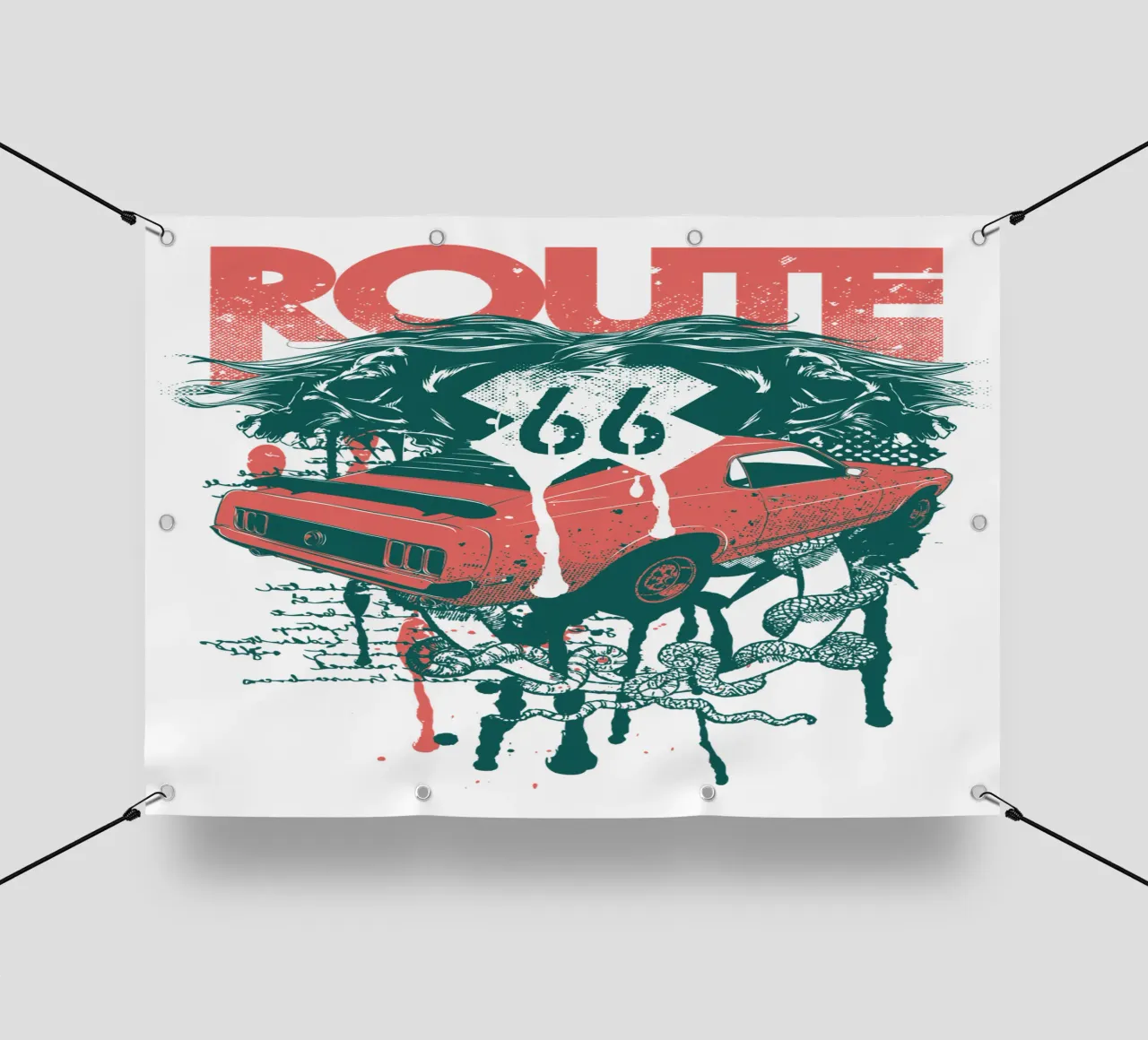 Illustrazione in stile Route 66 di tendenza ora telo in pvc da Urban Life
