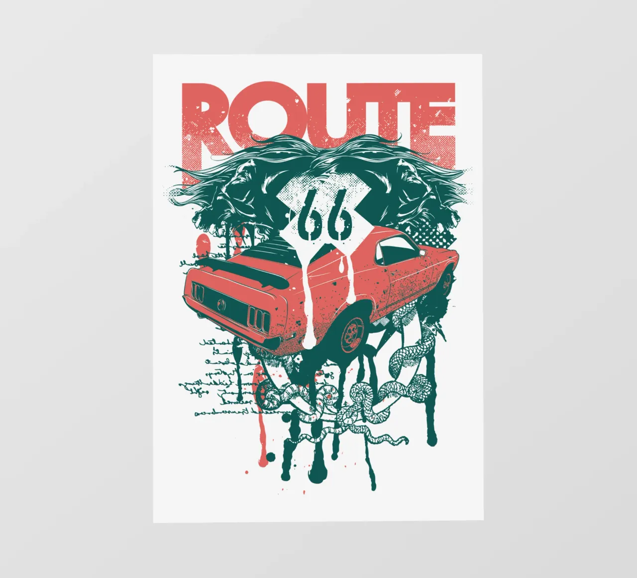 Illustrazione in stile Route 66 di tendenza ora telo in pvc da Urban Life