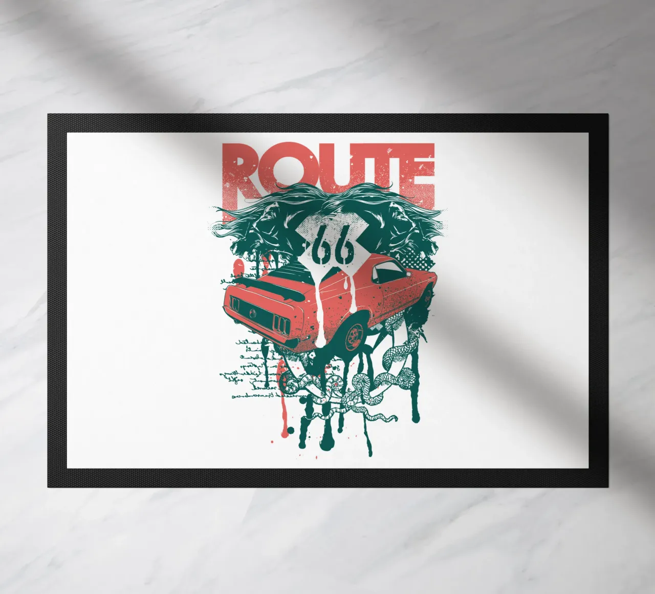 Illustrazione in stile Route 66 di tendenza ora zerbino da Urban Life