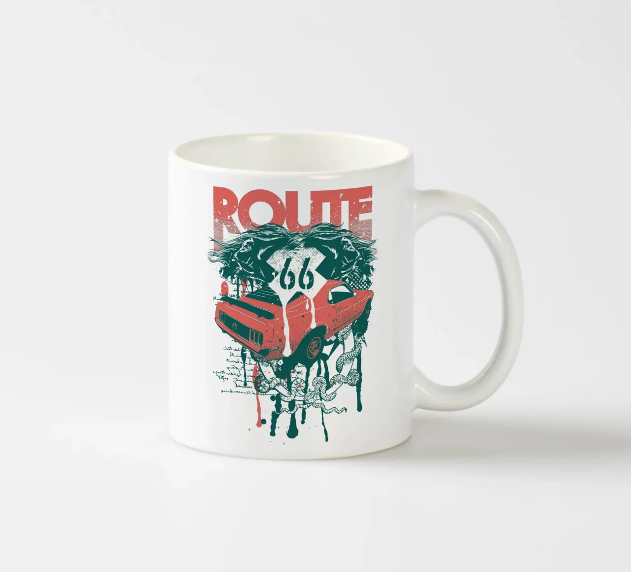 Illustrazione in stile Route 66 di tendenza ora tazza in ceramica da Urban Life