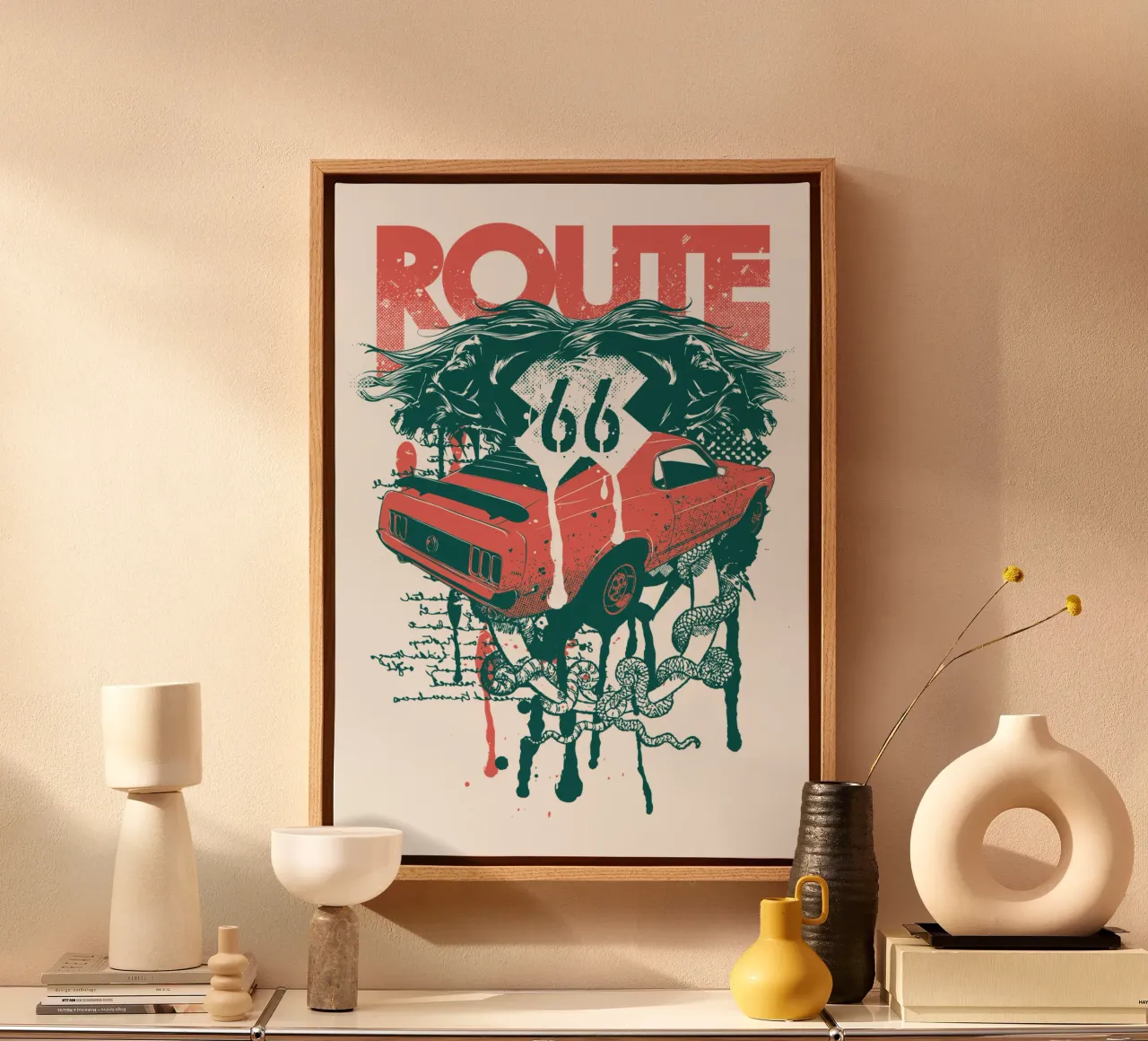 Illustrazione in stile Route 66 di tendenza ora tela da Urban Life