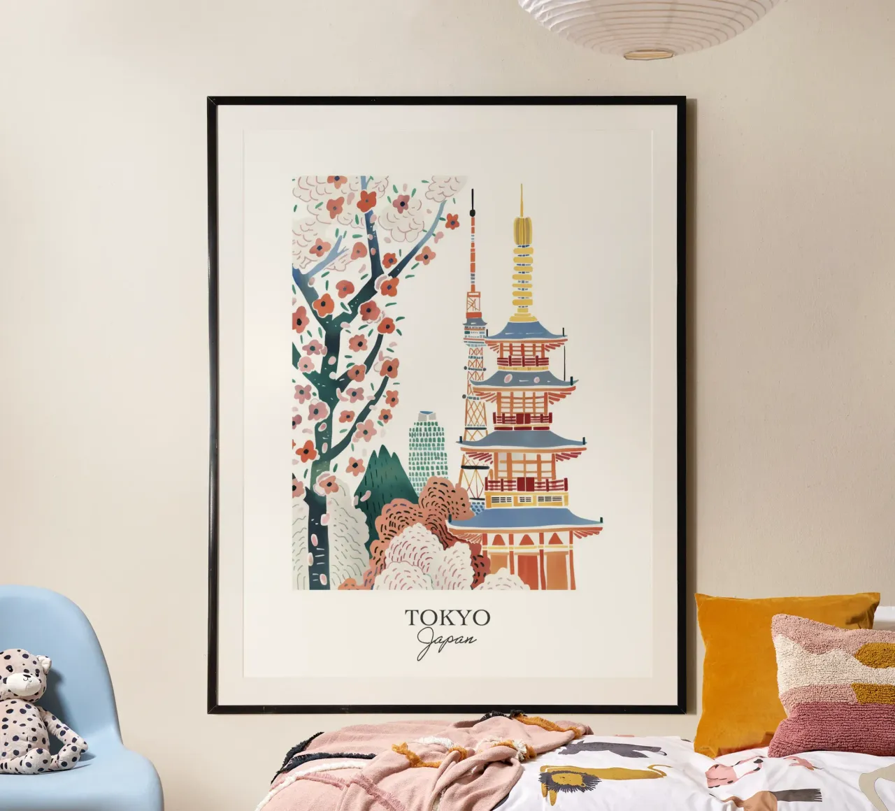 Tokyo Japan Landmarks Travel Art Illustration poster by Peaches Art Prints