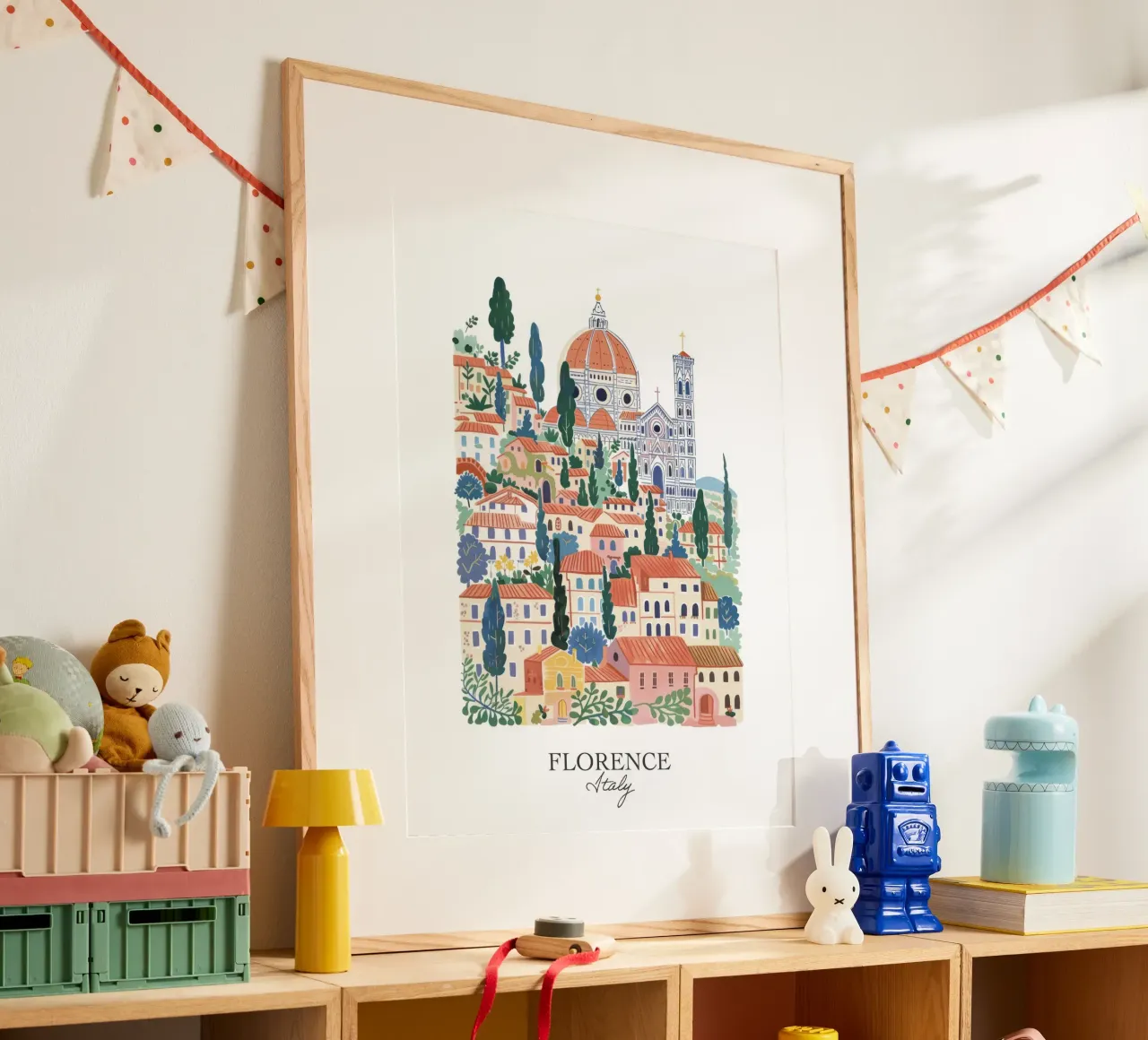 Punti di riferimento di Firenze, illustrazione artistica di viaggio Firenze poster da Peaches Art Prints