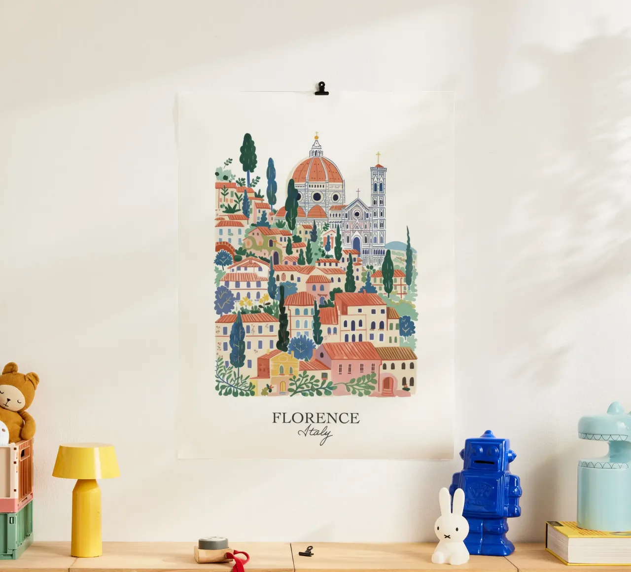 Punti di riferimento di Firenze, illustrazione artistica di viaggio Firenze poster da Peaches Art Prints