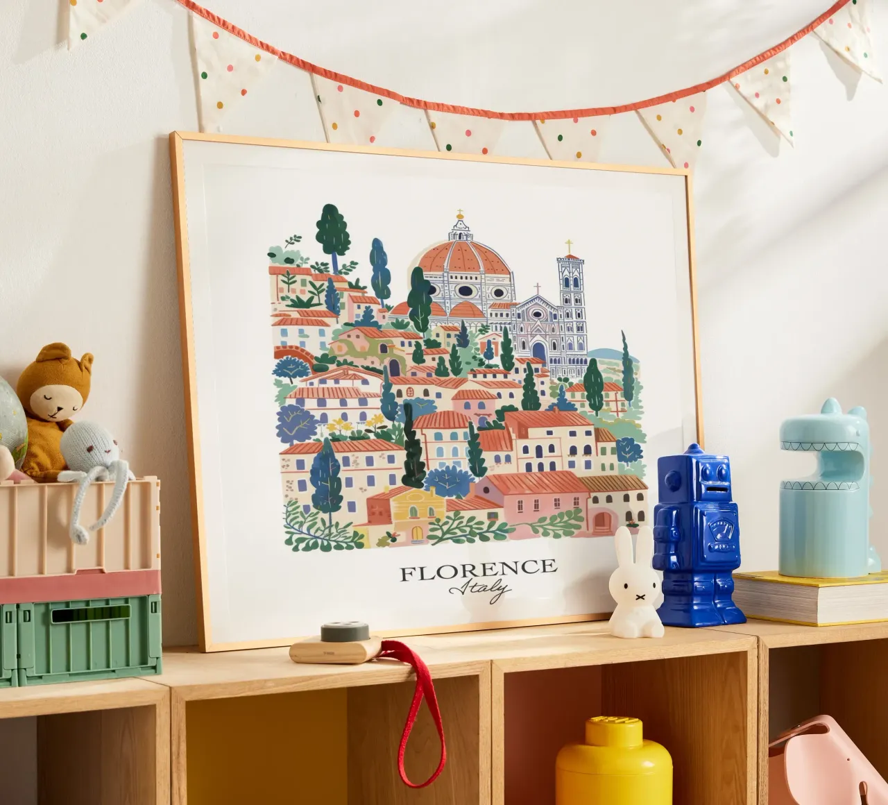 Punti di riferimento di Firenze, illustrazione artistica di viaggio Firenze poster da Peaches Art Prints