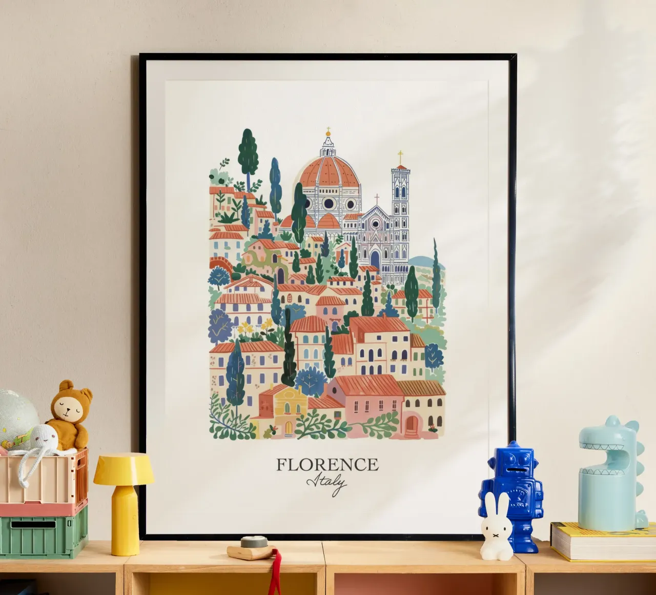 Punti di riferimento di Firenze, illustrazione artistica di viaggio Firenze poster da Peaches Art Prints
