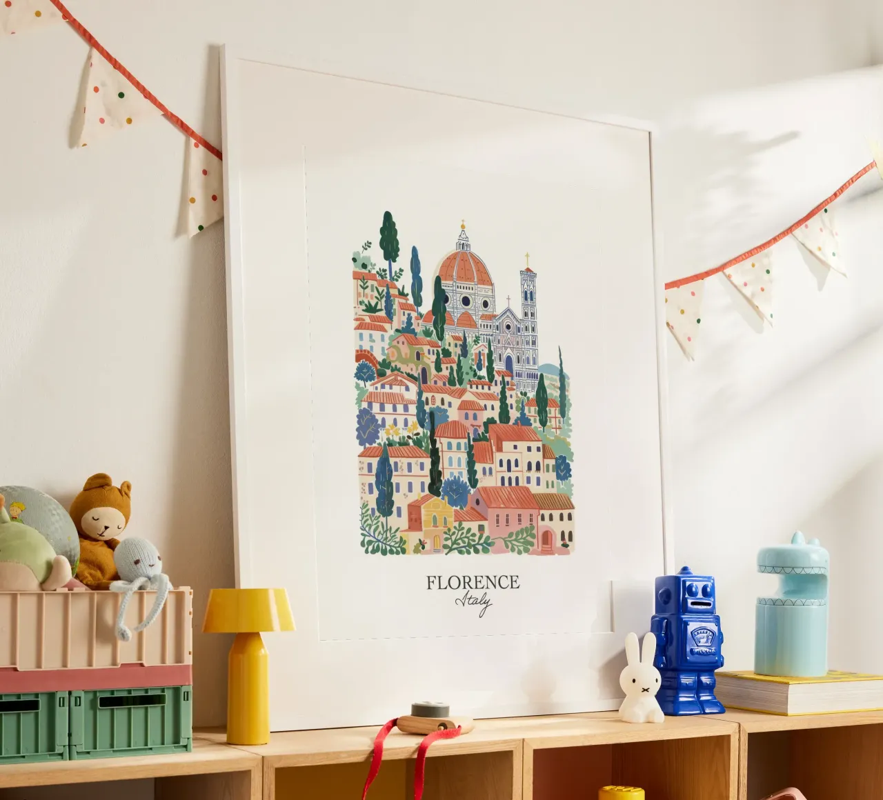 Punti di riferimento di Firenze, illustrazione artistica di viaggio Firenze poster da Peaches Art Prints