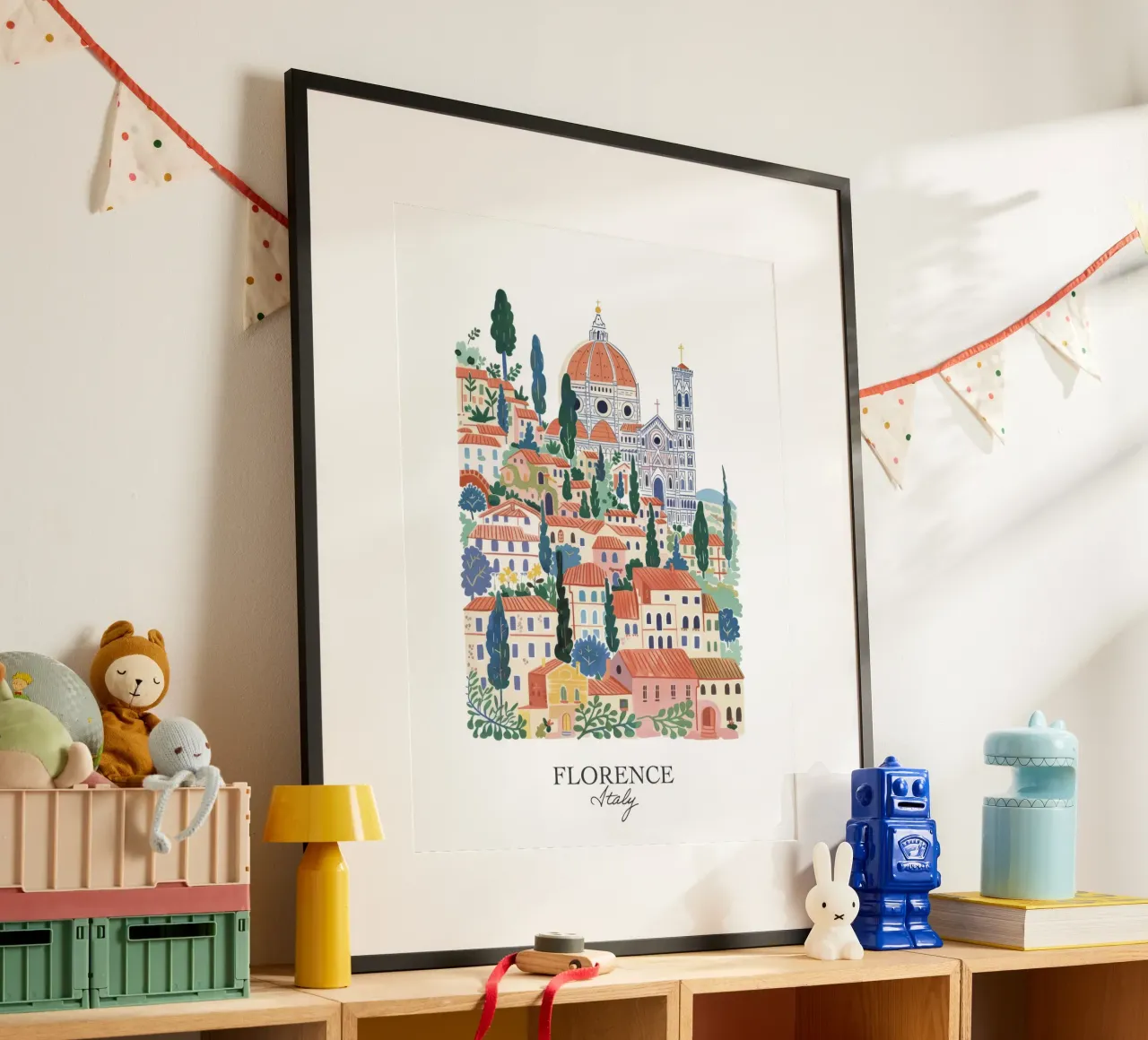 Punti di riferimento di Firenze, illustrazione artistica di viaggio Firenze poster da Peaches Art Prints