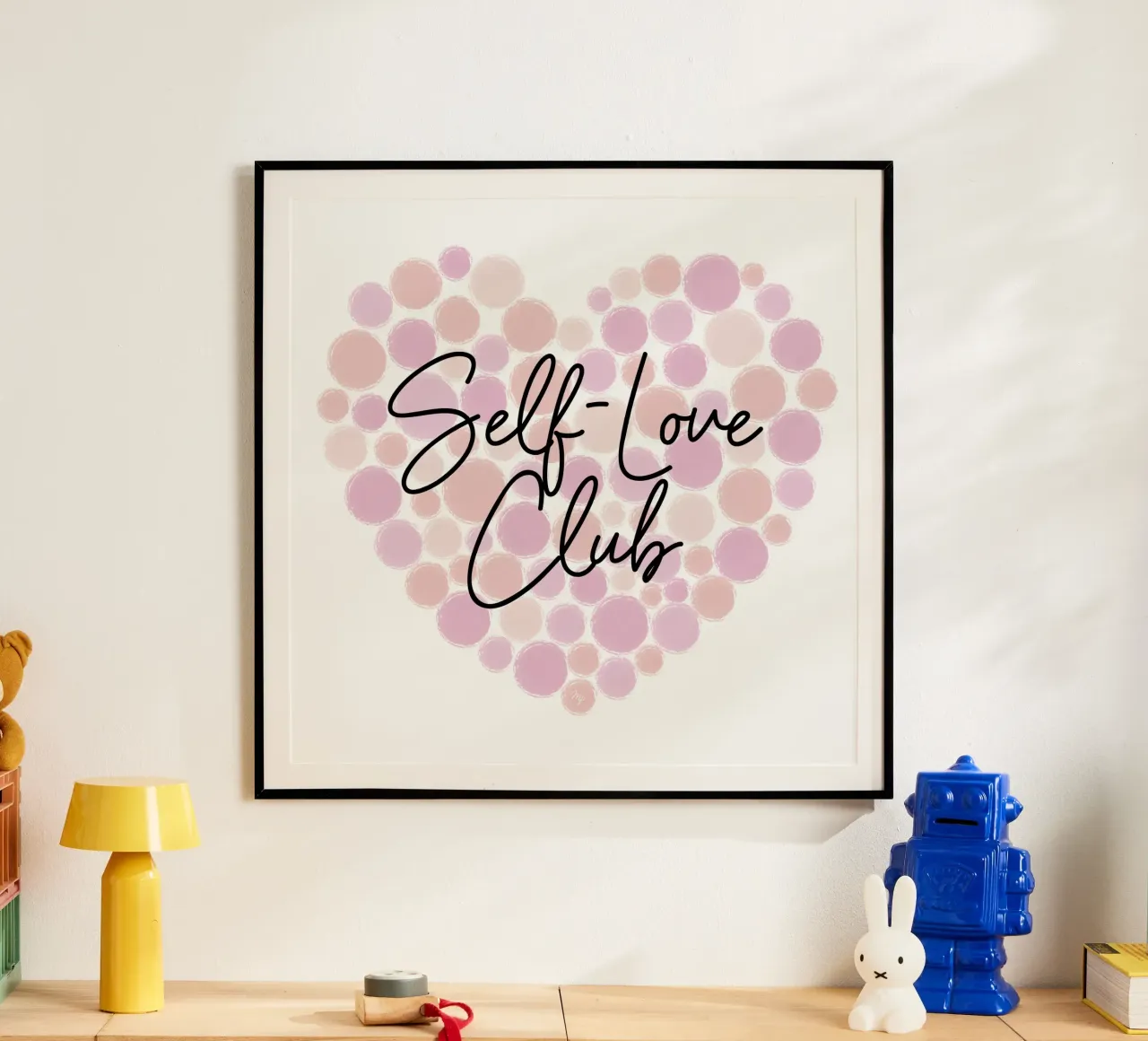 Cuore del club dell'amore per se stessi poster con telaio in legno da Martina