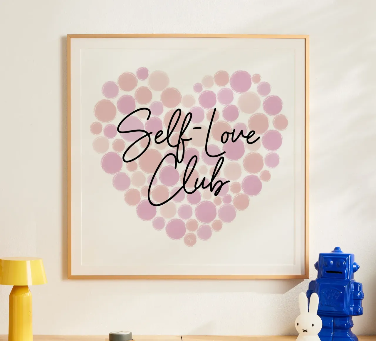 Cuore del club dell'amore per se stessi poster con telaio in legno da Martina