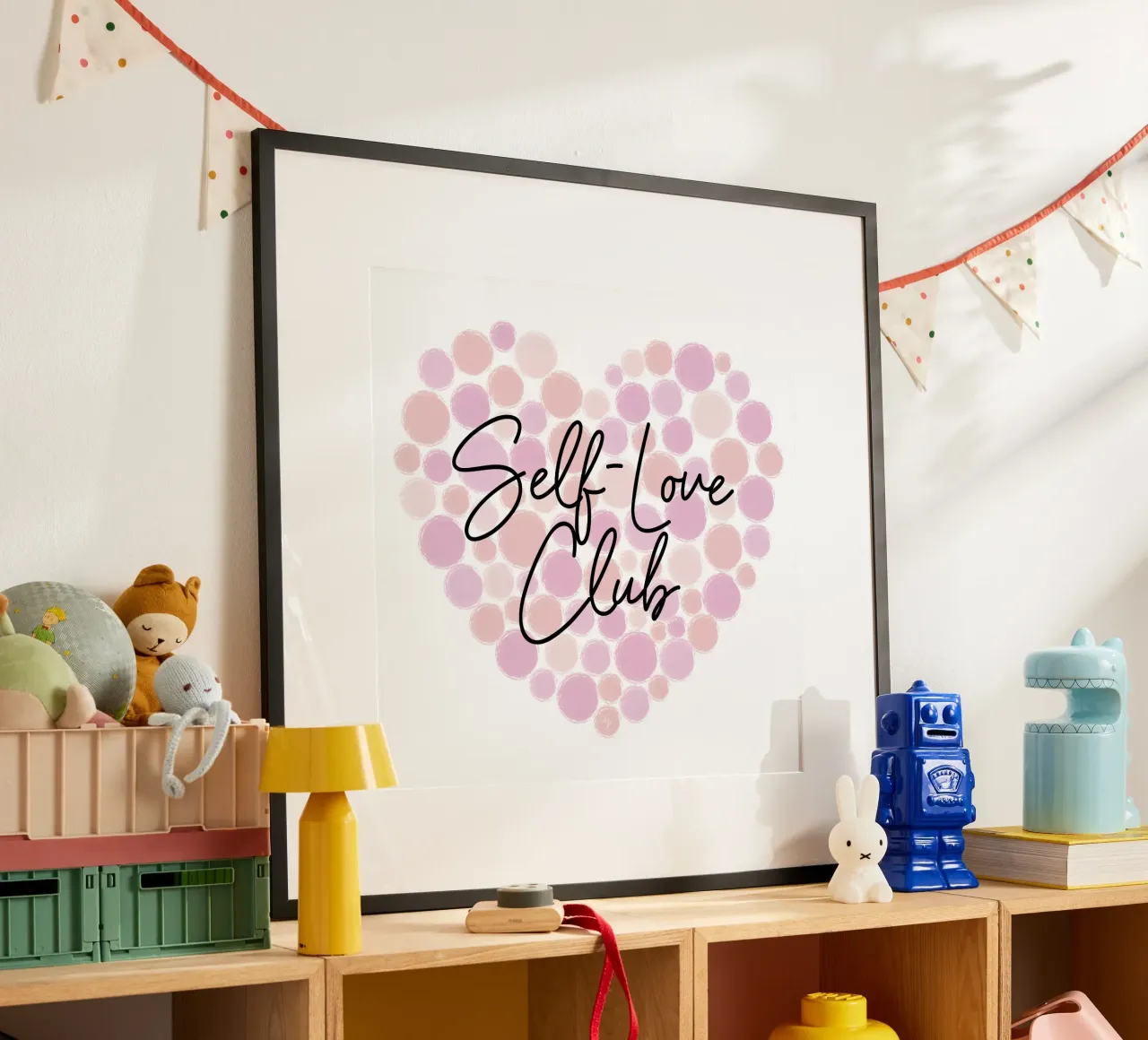 Cuore del club dell'amore per se stessi poster con telaio in legno da Martina