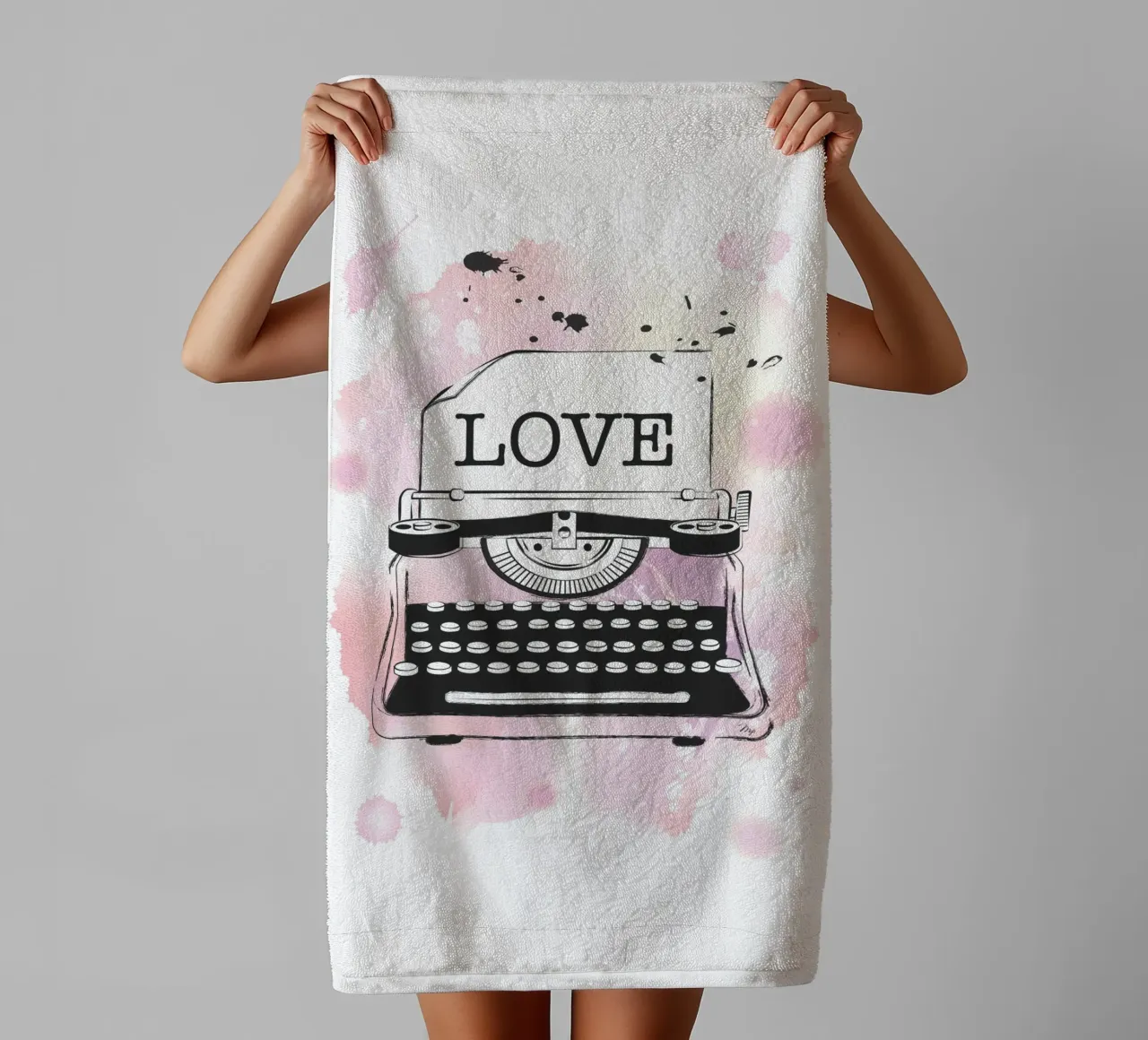 Machine à écrire Pink Love serviette de bain de Martina