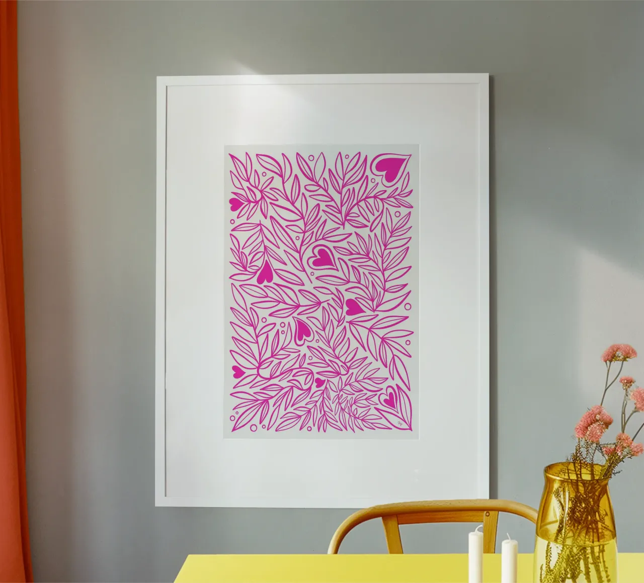 Piante dell'amore rosa poster con telaio in plastica da Martina