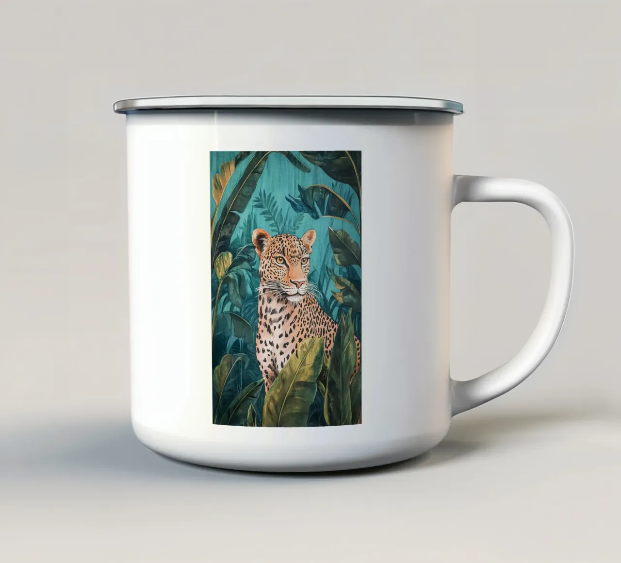 Leopardi tropicali tazza in smalto da Carinaprint