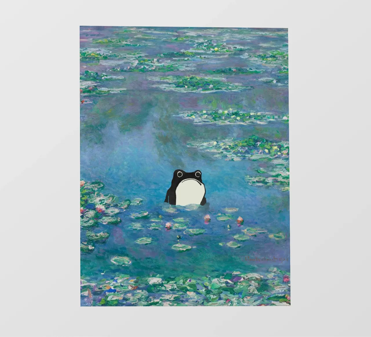 Rana non impressionata in un quadro di ninfee di Monet pellicola backlit da Peaches Art Prints