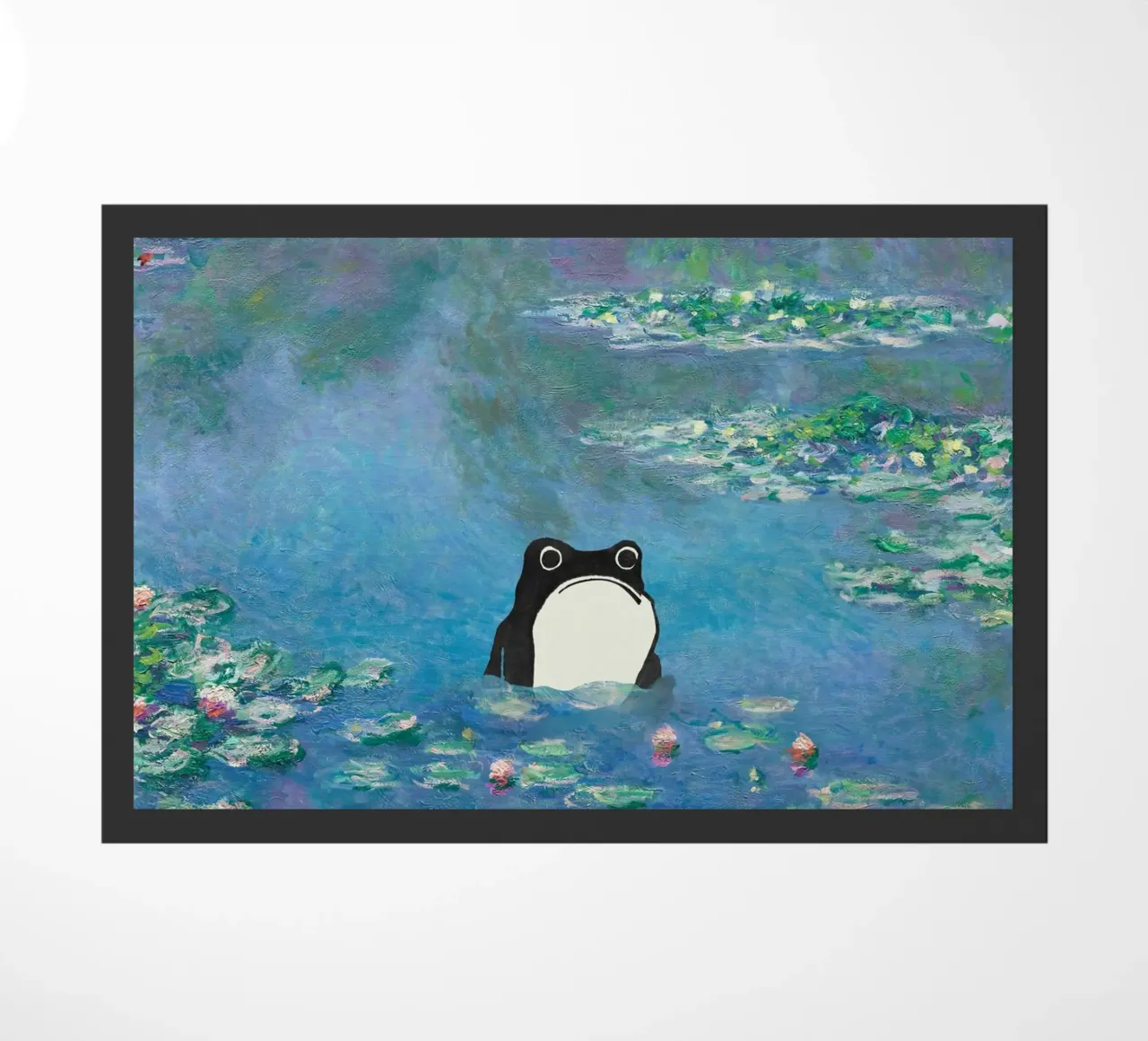 Rana non impressionata in un quadro di ninfee di Monet zerbino da Peaches Art Prints