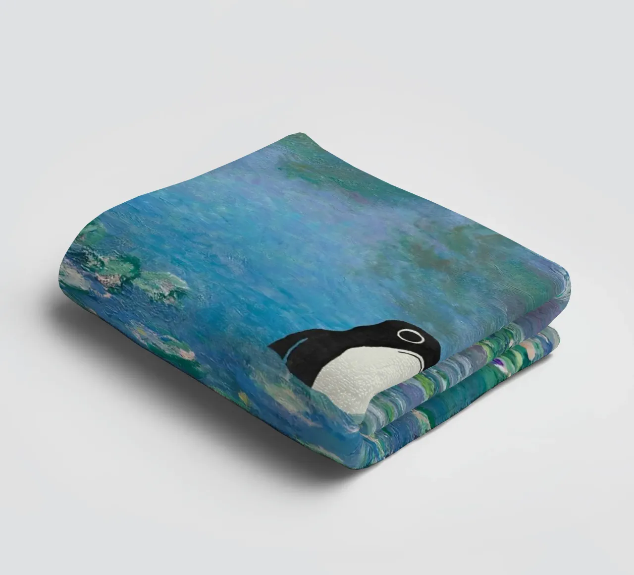 Rana non impressionata in un quadro di ninfee di Monet asciugamano da bagno da Peaches Art Prints