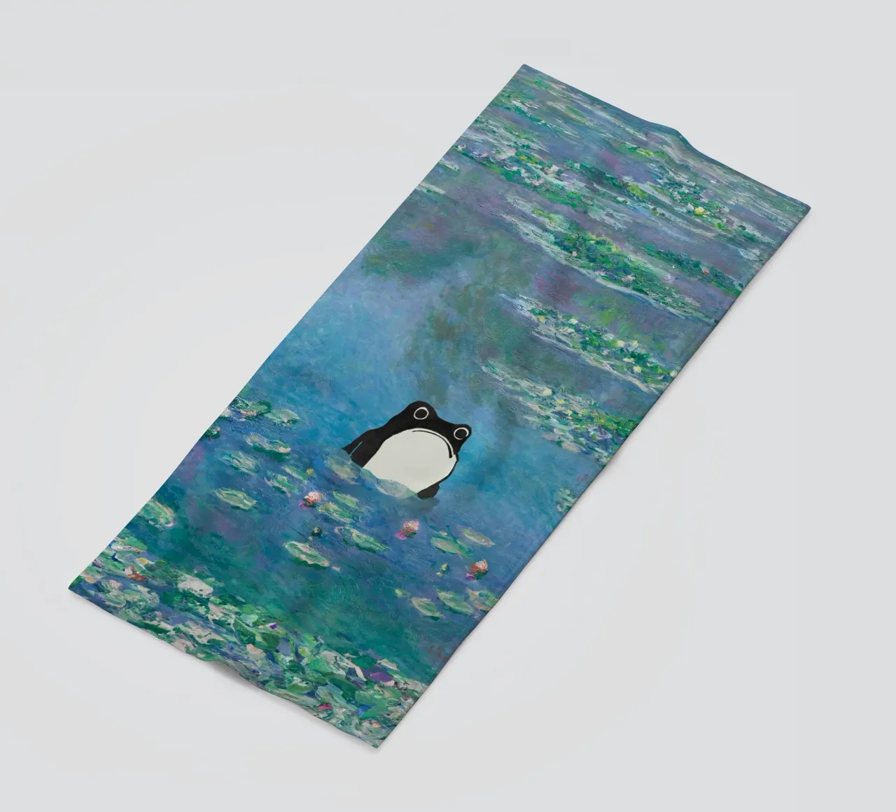 Rana non impressionata in un quadro di ninfee di Monet telo mare da Peaches Art Prints