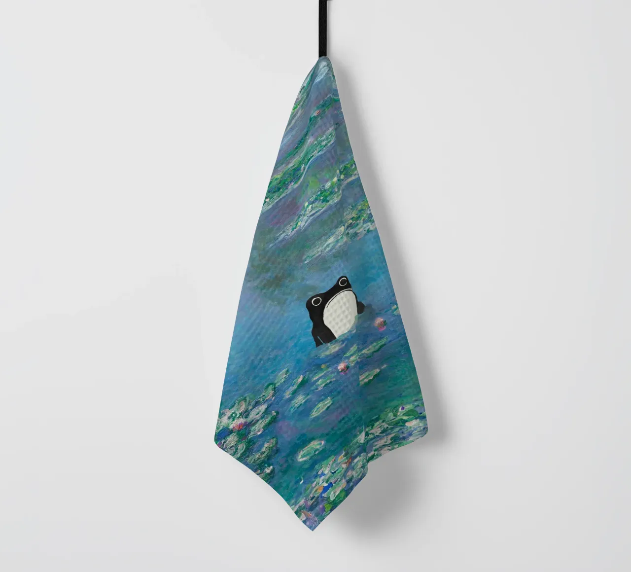 Rana non impressionata in un quadro di ninfee di Monet canovaccio da cucina da Peaches Art Prints