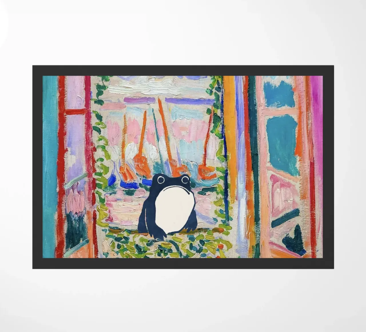 Unimpressed Frog in Matisse Open Window Painting zerbino da Peaches Art Prints