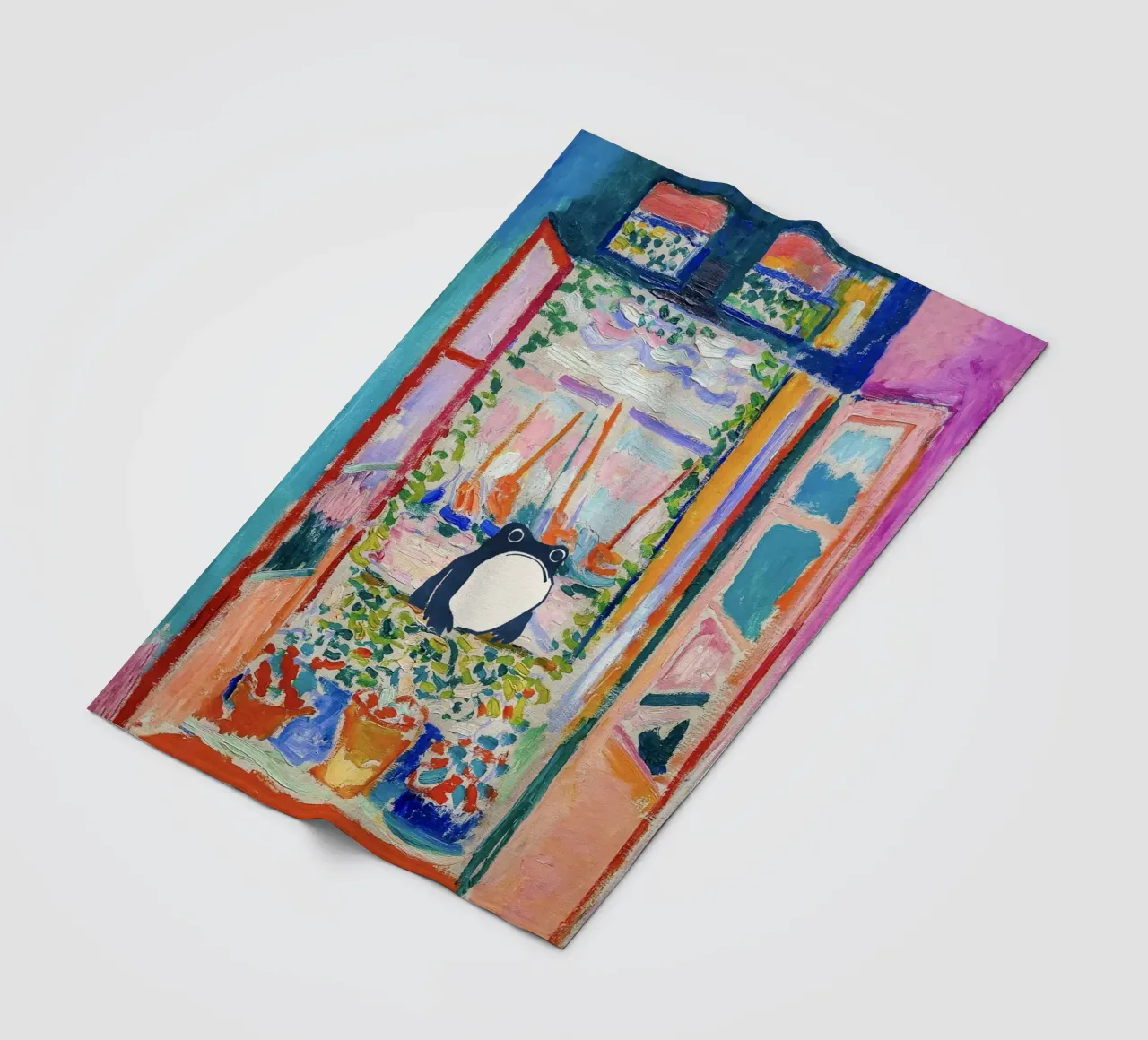 Unimpressed Frog in Matisse Open Window Painting coperta in pile da Peaches Art Prints