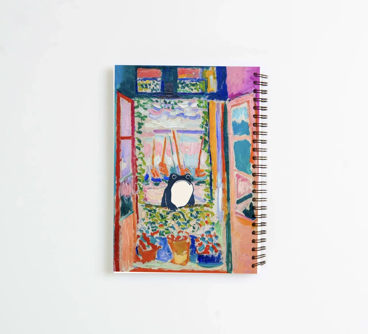 Unimpressed Frog in Matisse Open Window Painting diario ad anelli da Peaches Art Prints