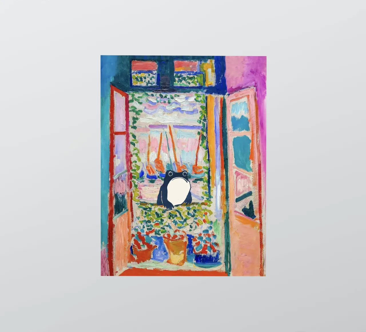 Unimpressed Frog in Matisse Open Window Painting adesivo da Peaches Art Prints