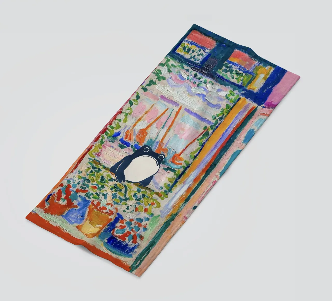 Unimpressed Frog in Matisse Open Window Painting telo mare da Peaches Art Prints