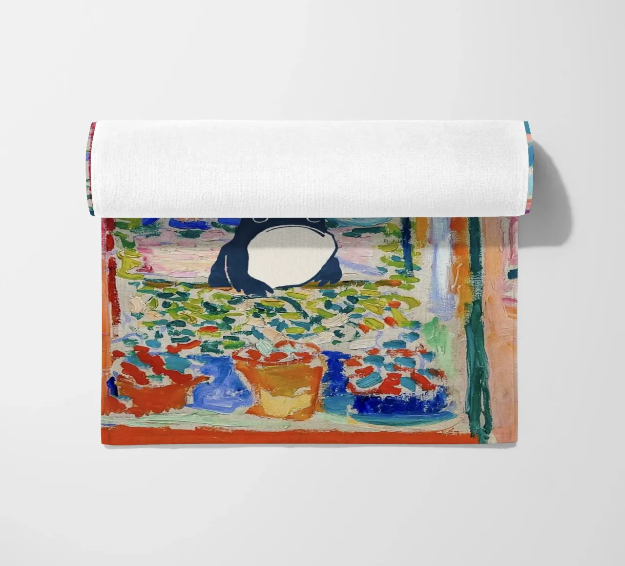 Unimpressed Frog in Matisse Open Window Painting telo mare da Peaches Art Prints